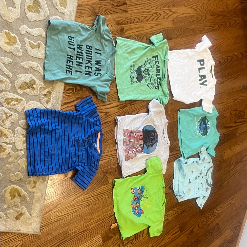 Kids Casual Tees - Assorted Green & Blue Colors 8 shirts 4t